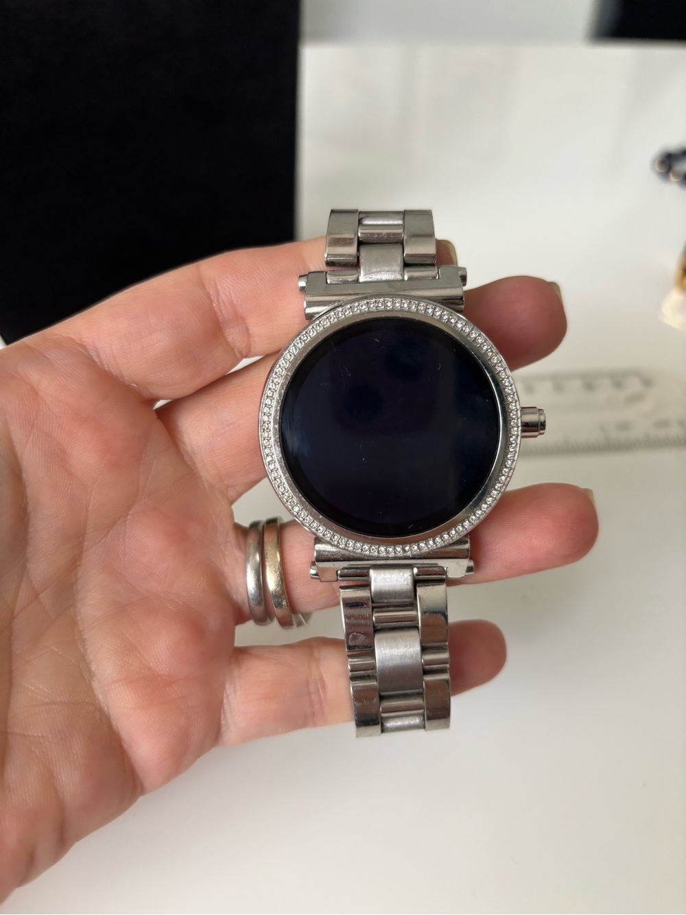 Michael Kors Silver Smartwatch with Crystal Bezel -